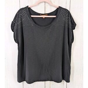 Ellen Tracy Size Large Womens Black Short‎ Sleeve Casual Top